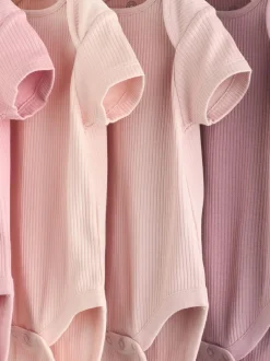 Next Pink 5 Pack Short Sleeve Baby Bodysuits Discount