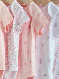 Next Pink 5 Pack Short Sleeve Baby Bodysuit New