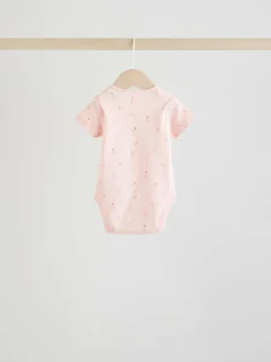 Next Pink 5 Pack Short Sleeve Baby Bodysuit New