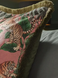 Next Pink 50 x 50cm Tiger Print Velvet Cushion