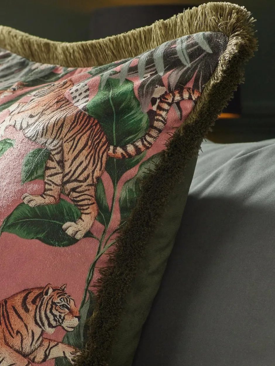 Next Pink 50 x 50cm Tiger Print Velvet Cushion