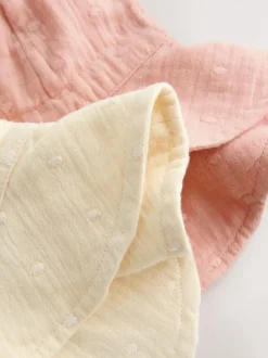 Next Pink and Beige Woven Baby Bucket Hats 2 Pack (0mths-2yrs) Online