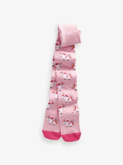 Next Pink and Navy 3 Pack Cotton Rich Unicorn Tights Clearance