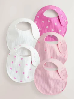 Next Pink Baby Bibs 5 Pack New