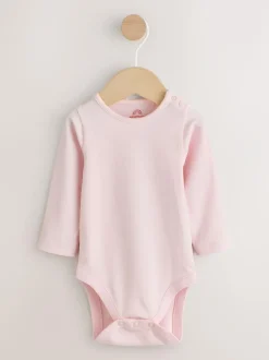 Next Pink Baby Dungarees and Long Sleeve Bodysuits Set 2 Piece (0mths-3yrs) Clearance