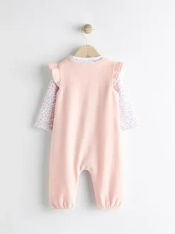 Next Pink Baby Dungarees and Longsleeve Bodysuit Set (0mths-2yrs) Hot