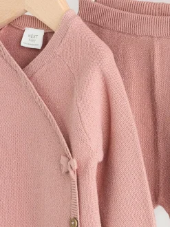 Next Baby Knitted Wrap Jumper and Leggings 2 Piece Set (0mths-2yrs) Pink Sale