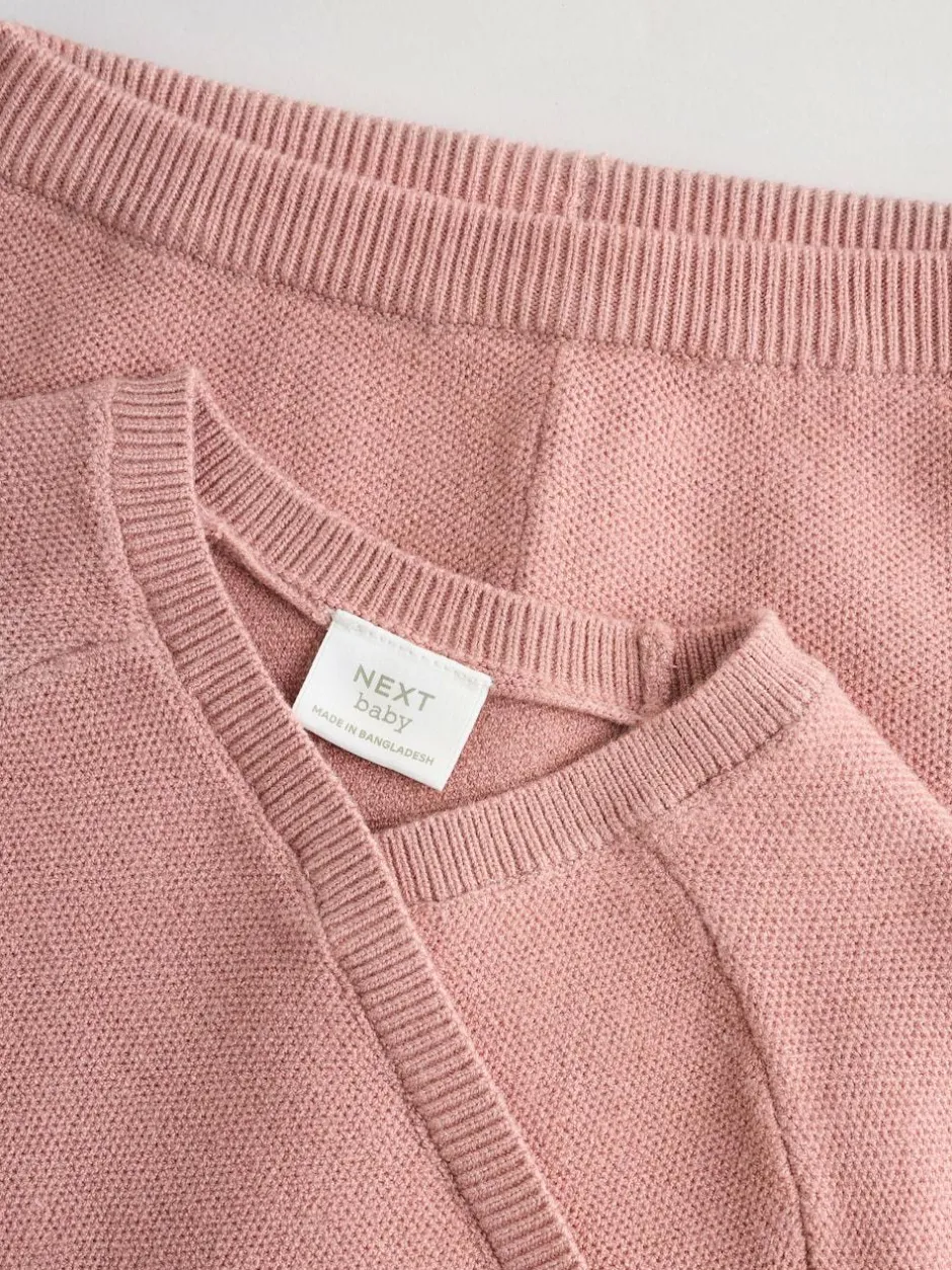Next Baby Knitted Wrap Jumper and Leggings 2 Piece Set (0mths-2yrs) Pink Sale