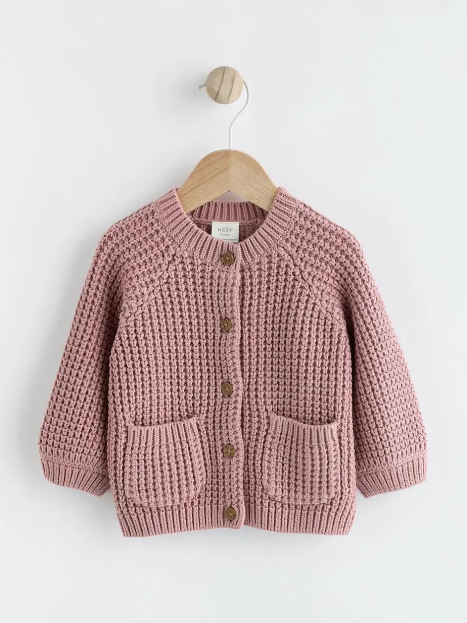 Next Pink Back Slogan Embroidered Baby Knitted Cardigan (0mths-2yrs) Discount