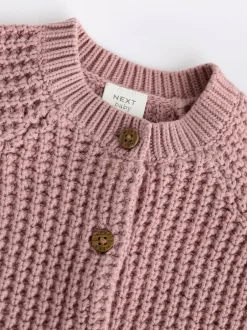 Next Pink Back Slogan Embroidered Baby Knitted Cardigan (0mths-2yrs) Discount