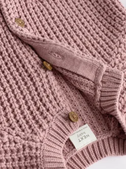Next Pink Back Slogan Embroidered Baby Knitted Cardigan (0mths-2yrs) Discount