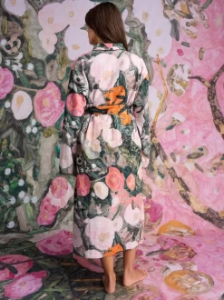 Next Pink Benjamin Macgregor Scene Print Satin Dressing Gown Outlet