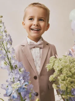 Next Blazer Shirt Trousers and Bow Tie Set (3mths-9yrs) Pink Hot