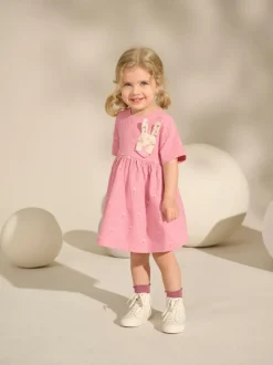 Next Jersey Summer Dress (3mths-7yrs) Pink Bunny Clearance