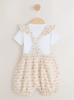 Next Pink Check Baby Dungarees and Bodysuits Set 2 Piece (0mths-2yrs) Sale