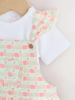 Next Pink Check Baby Dungarees and Bodysuits Set 2 Piece (0mths-2yrs) Sale