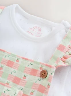 Next Pink Check Baby Dungarees and Bodysuits Set 2 Piece (0mths-2yrs) Sale