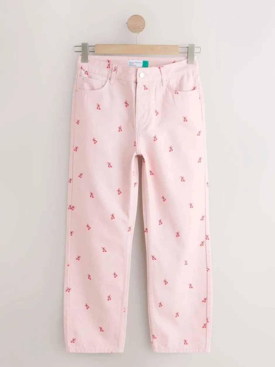 Next Straight Leg Jeans Pink Cherry Clearance