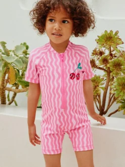 Next Pink Cherry Wave Sunsafe Swimsuit (3mths-10yrs) Outlet