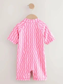 Next Pink Cherry Wave Sunsafe Swimsuit (3mths-10yrs) Outlet