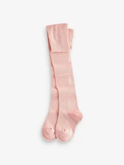 Next 3 Pack Cotton Rich Tights Pink Cream and Dark Grey New