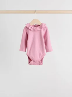 Next Baby Long Sleeve Frill Bodysuits 4 Pack (0mths-2yrs) Pink/ Cream/ Brown Ditsy Online