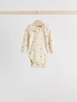 Next Baby Long Sleeve Frill Bodysuits 4 Pack (0mths-2yrs) Pink/ Cream/ Brown Ditsy Online