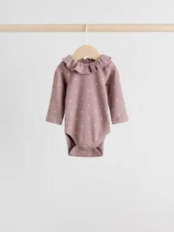 Next Baby Long Sleeve Frill Bodysuits 4 Pack (0mths-2yrs) Pink/ Cream/ Brown Ditsy Online