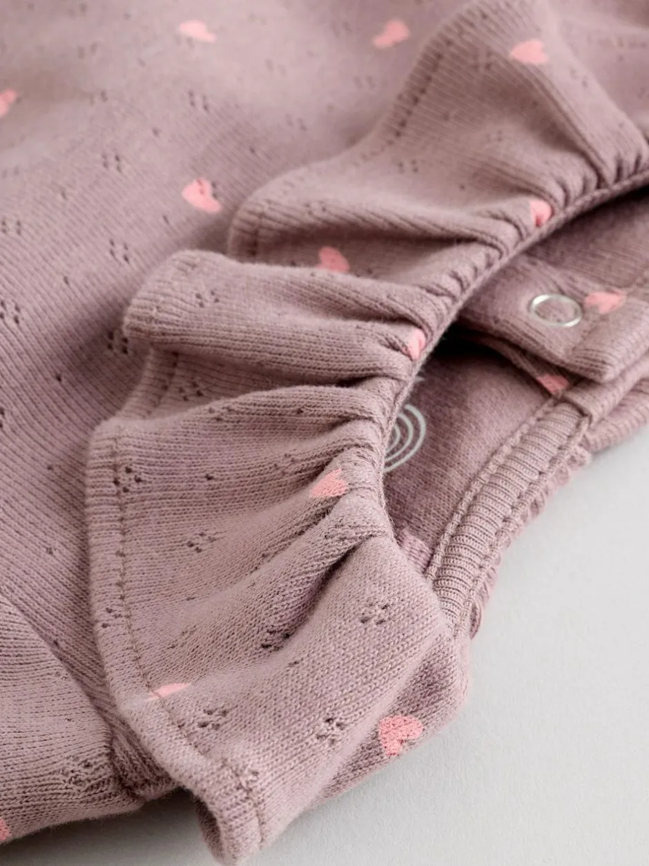 Next Baby Long Sleeve Frill Bodysuits 4 Pack (0mths-2yrs) Pink/ Cream/ Brown Ditsy Online