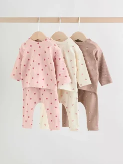 Next Pink/ Cream/ Brown Print Long Sleeve Top And Leggings Set 6 Piece (0mths-3yrs) Online
