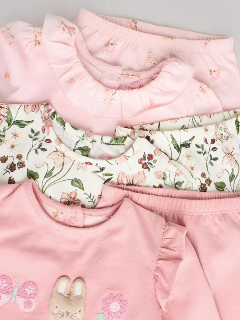 Next Pink/ Cream/ Bunny Character Long Sleeve Top And Leggings Set 6 Piece (0mths-3yrs)