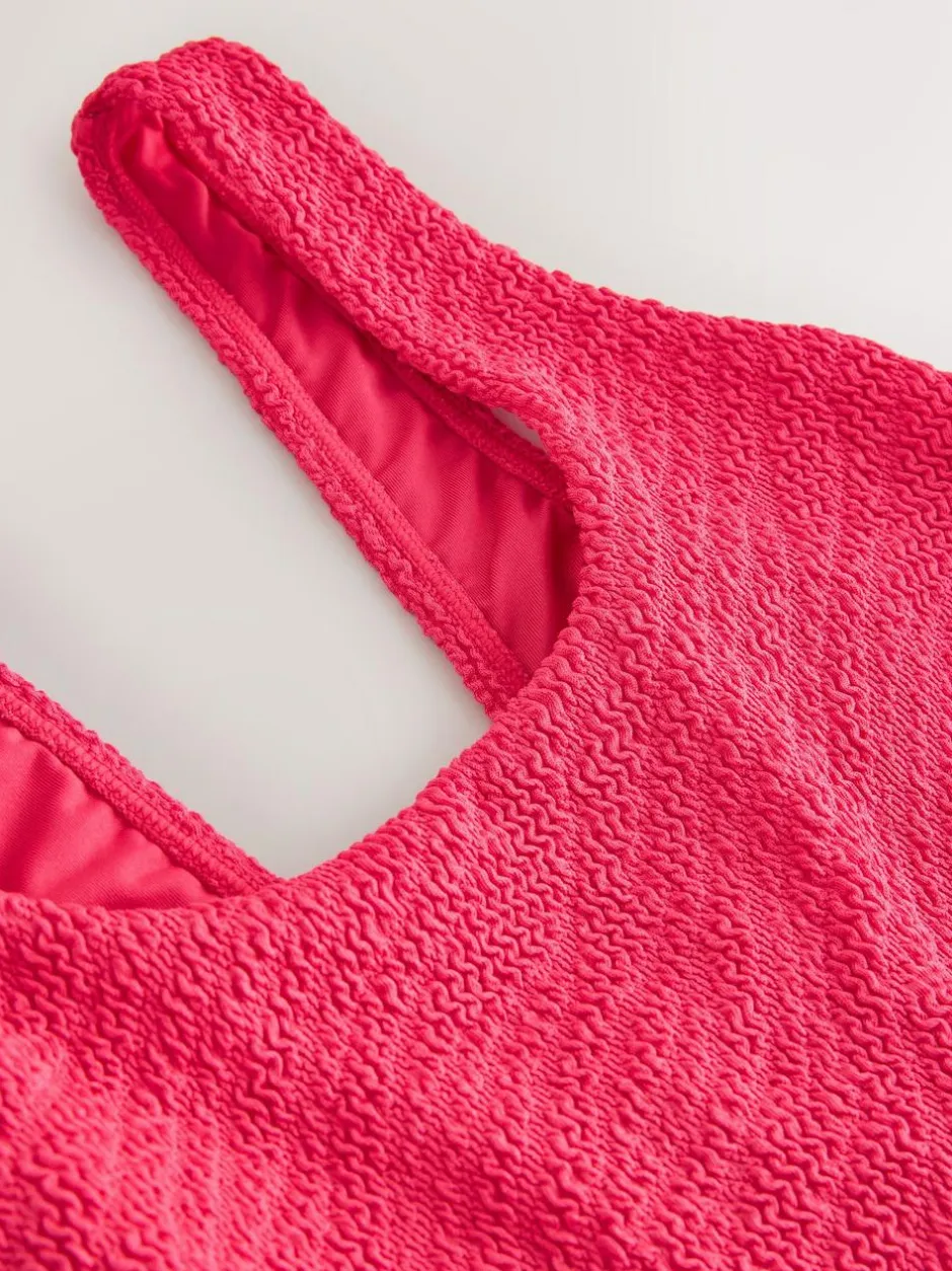 Next Wide Strap Tummy Control Scoop Swimsuit Pink Crinkle