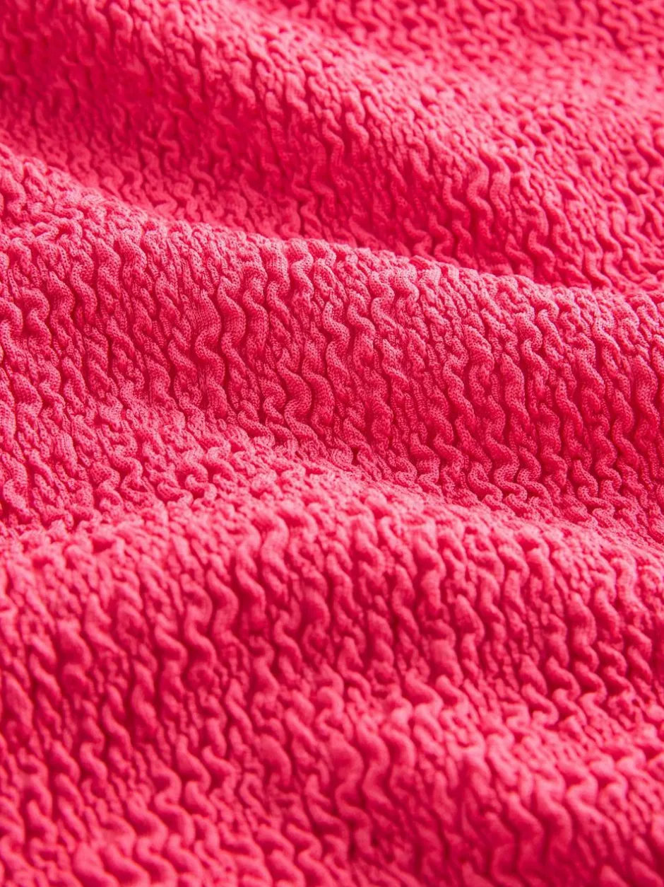 Next Wide Strap Tummy Control Scoop Swimsuit Pink Crinkle