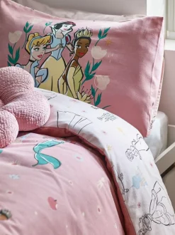 Next Pink Disney Princess Supersoft 100% Brushed Cotton Duvet Cover and Pillowcase Set Hot