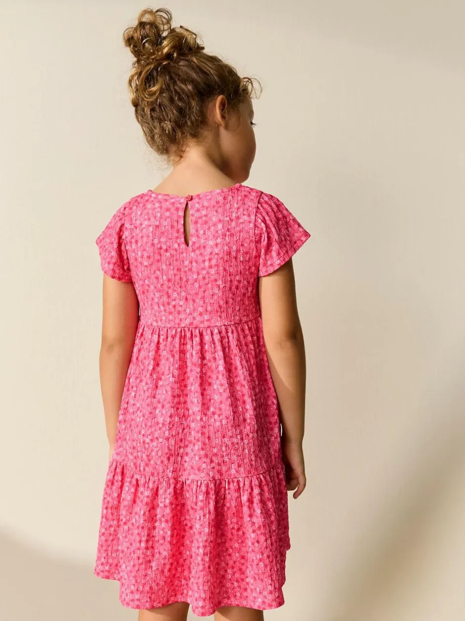 Next Angel Sleeve Crinkle Dress (3-16yrs) Pink Ditsy
