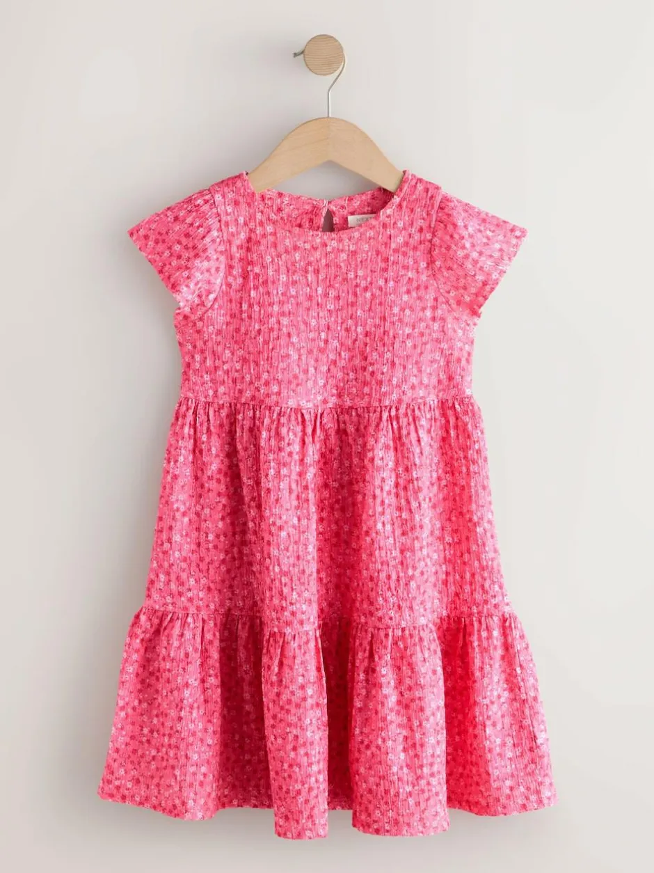 Next Angel Sleeve Crinkle Dress (3-16yrs) Pink Ditsy
