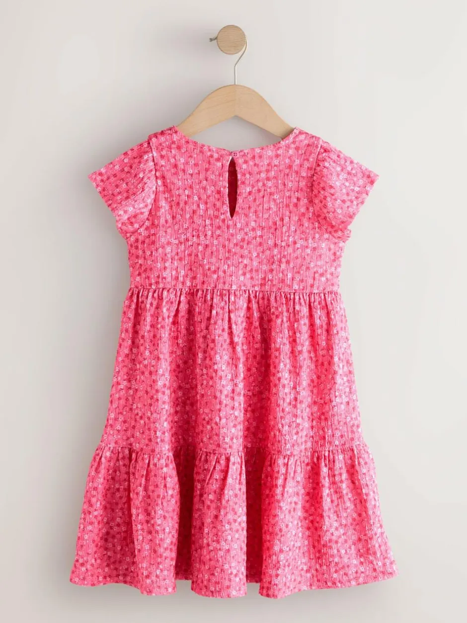 Next Angel Sleeve Crinkle Dress (3-16yrs) Pink Ditsy
