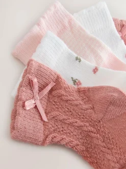 Next Pink Ditsy Cable Baby Socks 5 Pack (0mths-2yrs) Outlet
