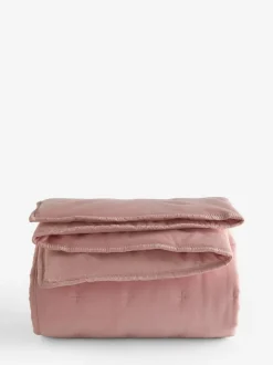 Next Elsie Velvet Quilted Bedspread Pink Outlet