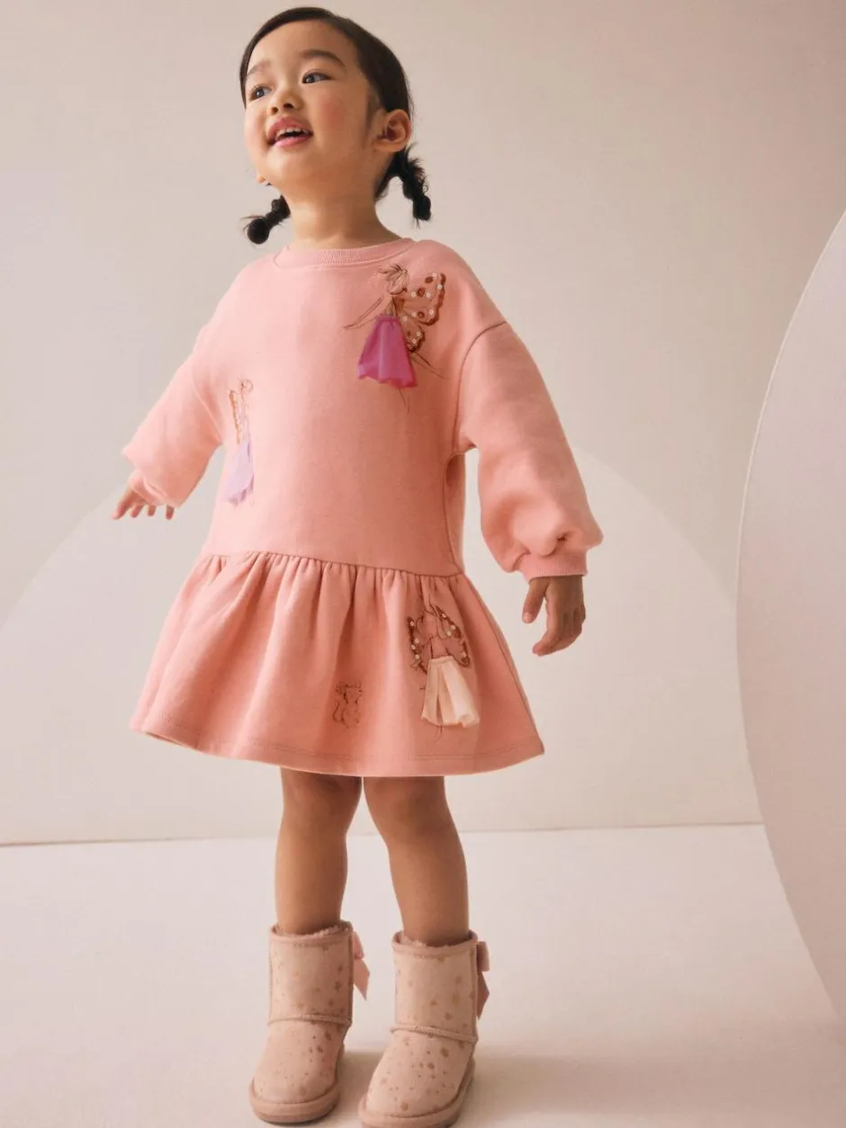 Next Pink Fairy Dropped Waist Sweat Dress (3mths-7yrs)