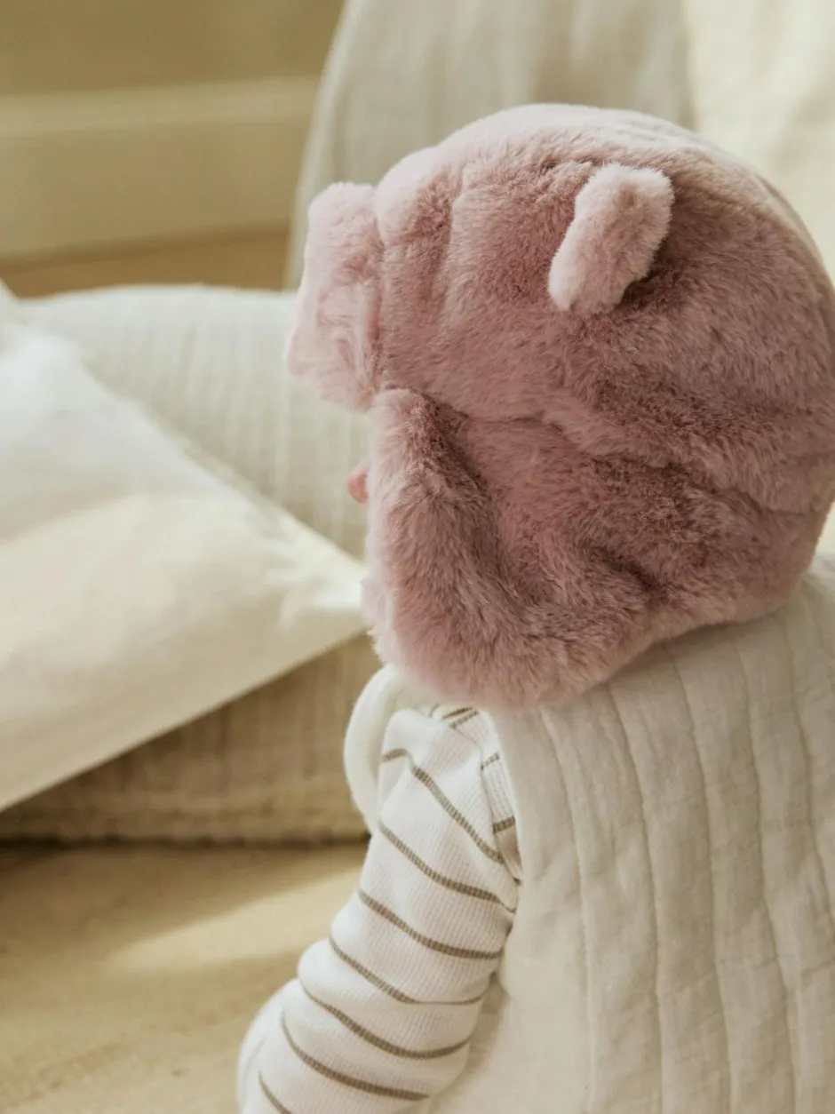 Next Pink Faux Fur Bear Baby Trapper Hat (0mths-2yrs) Outlet