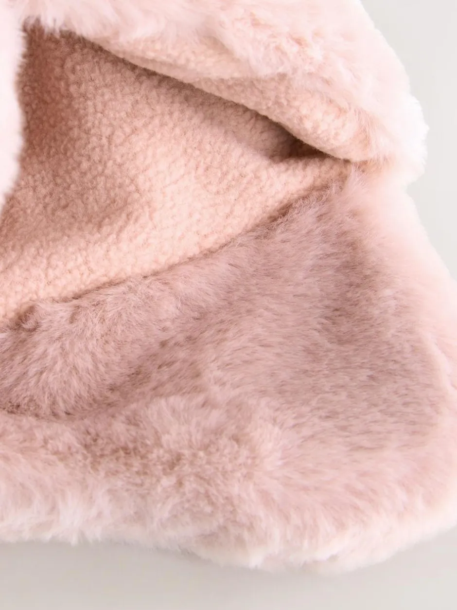 Next Pink Faux Fur Bear Baby Trapper Hat (0mths-2yrs) Outlet