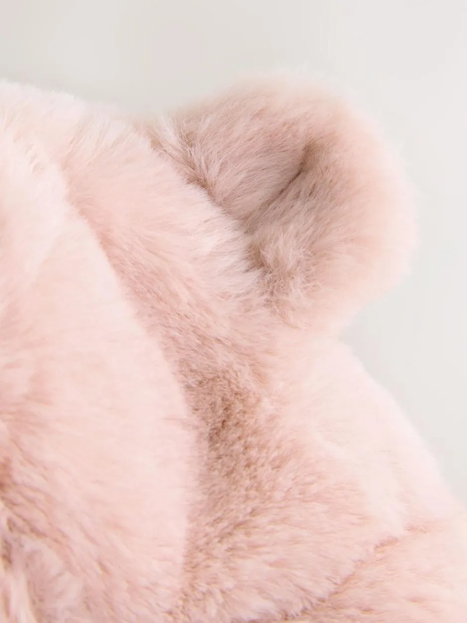 Next Pink Faux Fur Bear Baby Trapper Hat (0mths-2yrs) Outlet