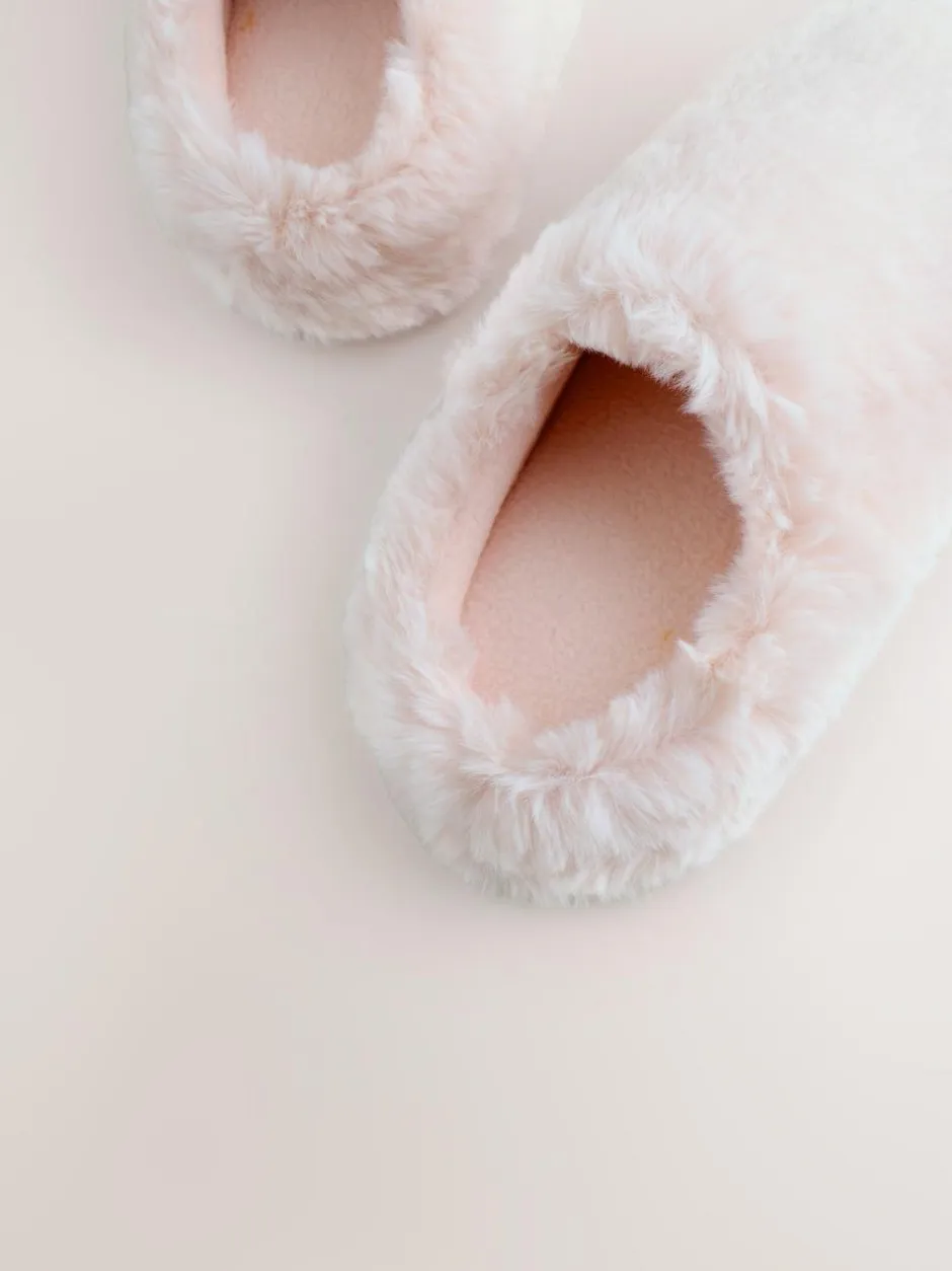 Next Faux Fur Mule Slippers Pink Online