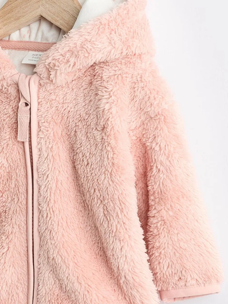 Next Fleece Baby Hooded Jacket (0mths-2yrs) Pink Best