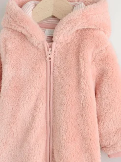 Next Pink Fleece Baby Pramsuit (0mths-2yrs) Discount
