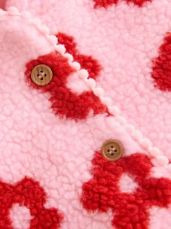 Next Pink Floral All Over Print Borg Hooded Baby Jacket (0mths-2yrs) Discount