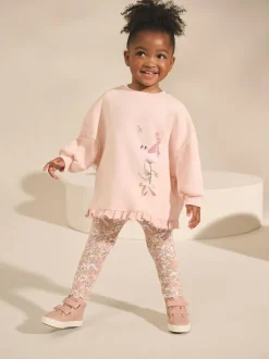 Next Frill Hem Sweatshirt & Leggings Set (3mths-7yrs) Pink Floral Fairy New
