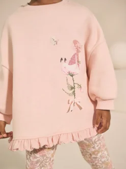 Next Frill Hem Sweatshirt & Leggings Set (3mths-7yrs) Pink Floral Fairy New