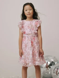 Next Pink Floral Ruffle Party Dress (3-16yrs) Sale